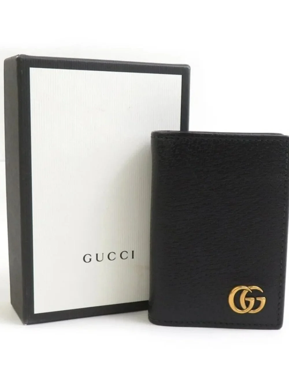 Auth GUCCI GG Marmont Card Case Holder Black Leather/Goldtone - Picture 2 of 10